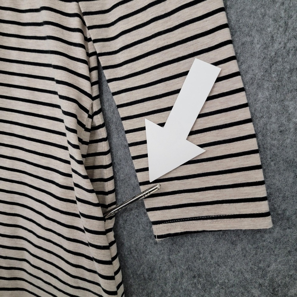 Umgee Dress Womens M Black White Stripe Brown Faux Suede‎ Elbow Patch Pockets - Picture 5 of 11
